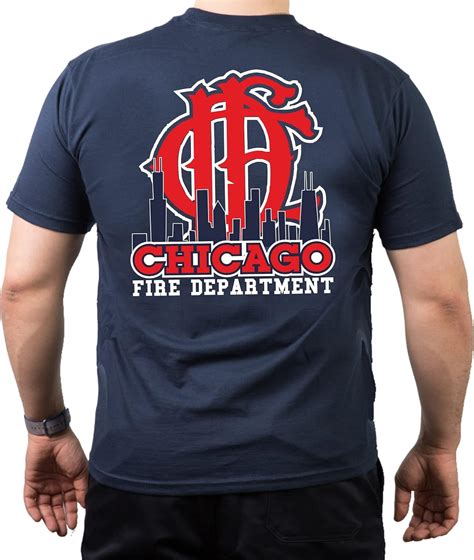 T Shirt Chicago Fire Department With Skyline And Cfd Emblem