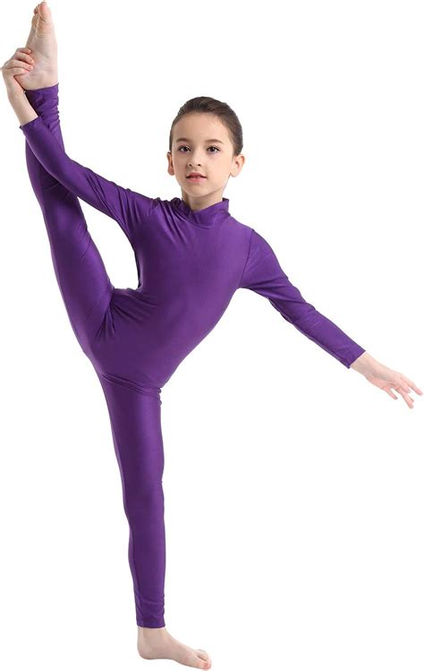 Iefiel Girls Long Sleeve Ballet Dance Gymnastics Kids Catsuit Bodysuits