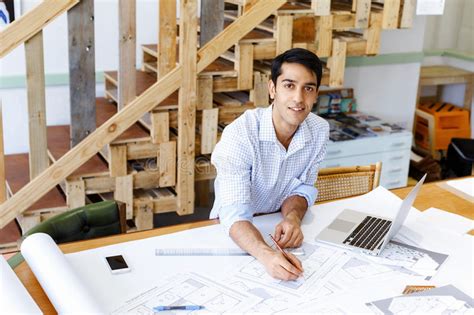 Young Man Architect In Office Stock Image Image Of Lifestyle