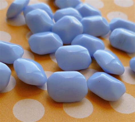 12 Vintage 10x8mm Blue Opaque Octagon Glass Cabochon Jewels Etsy