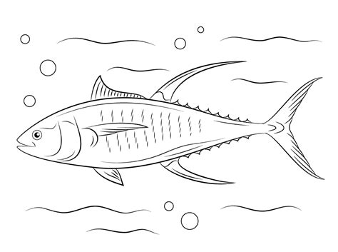 Cute Yellowfin Tuna Coloring Page Colouringpages