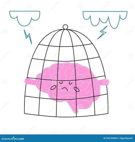 Brain Locked In Cage Vector Concept Illustration Of Captive And