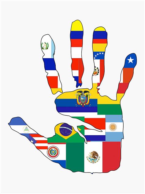 Latin America Flags Hand Sticker For Sale By Latinlover Redbubble