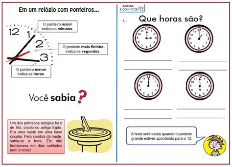 Trabalhando com Horas Rérida Maria Atividades Educação matemática