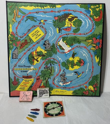 Vintage Parker Bros 1950s Walt Disneys Adventureland Board Game