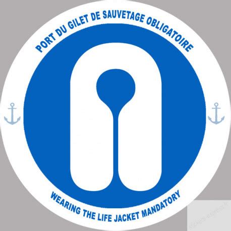 Sticker Autocollant Port Du Gilet De Sauvetage Obligatoire Cm