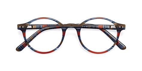 stripe blue red narrow acetate round blue light glasses 17519