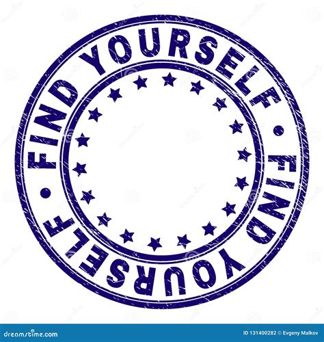 Scratched Textured Find Yourself Round Stamp Seal Stock Vector
