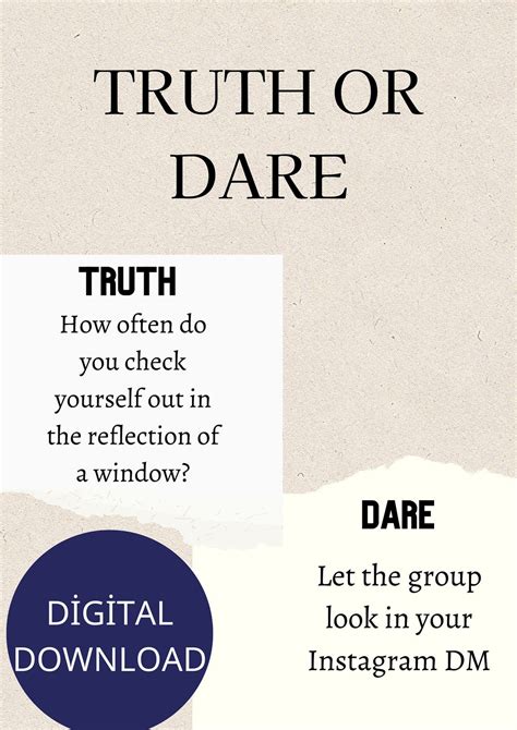 Adults Only Truth Or Dare Printable Party Game 40 Cards Etsy