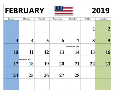 February 2019 Calendar Usa Qualads