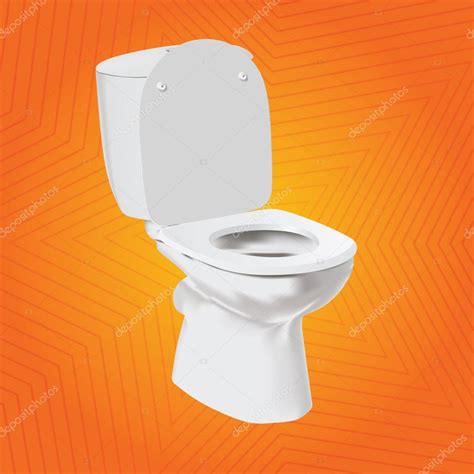 Tazón de inodoro vector blanco sobre fondo naranja WC