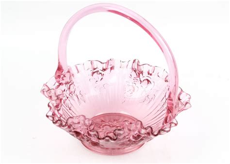 Pink Depression Glass With Fenton Style Basket Ebth