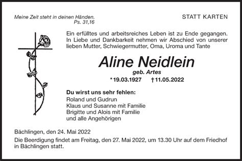 Traueranzeigen Von Aline Neidlein S Dwest Presse Trauer