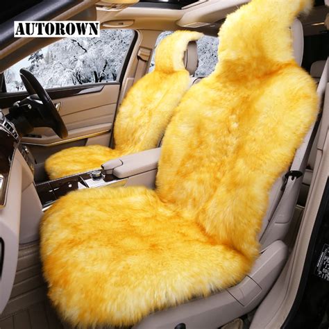 autorown natural australian sheepskin car seat covers for front seat 1pc universal size car seat