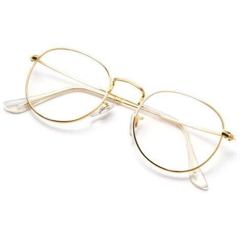 gold frame clear lens glasses 7 99 liked on polyvore featuring accessories eyewear