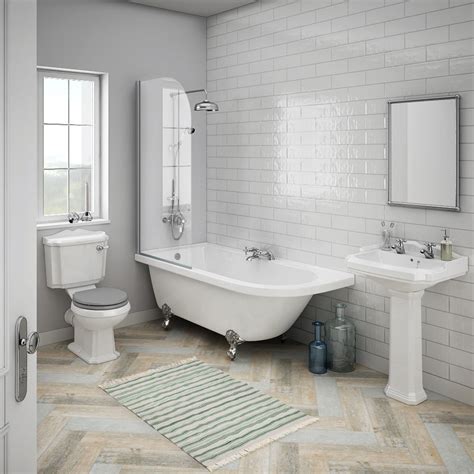 Simple bathroom plan for small bathroom. Appleby LH Traditional Bathroom Suite | Victorian Plumbing UK