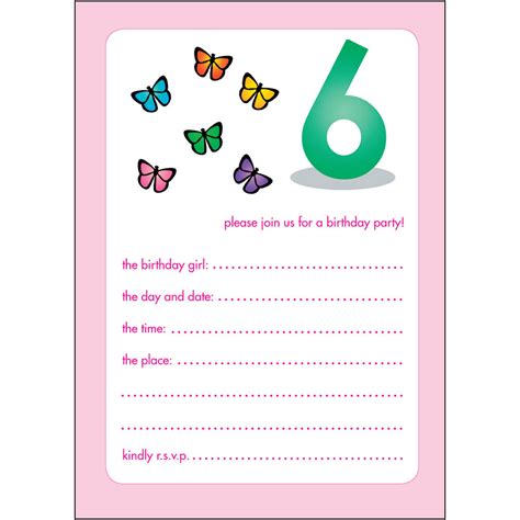 Click here to go straight to the list. 10 Childrens Birthday Party Invitations 6 Years Old Girl - BPIF-40 Butterflies | eBay