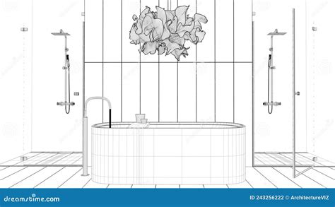 Blueprint Project Draft Modern Wooden Bathroom Spa Style