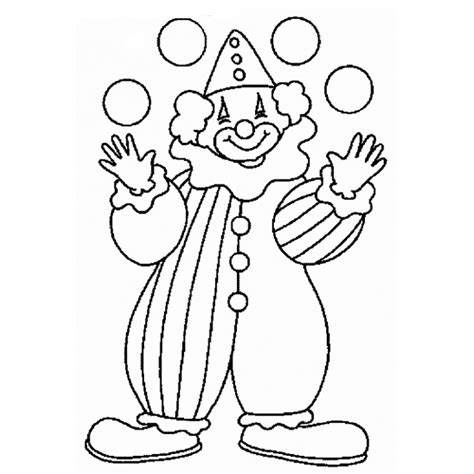 Un dessin à imprimer pour jouer avec les clowns du cirque. Coloriage Clown jongleur à imprimer sur COLORIAGES .info