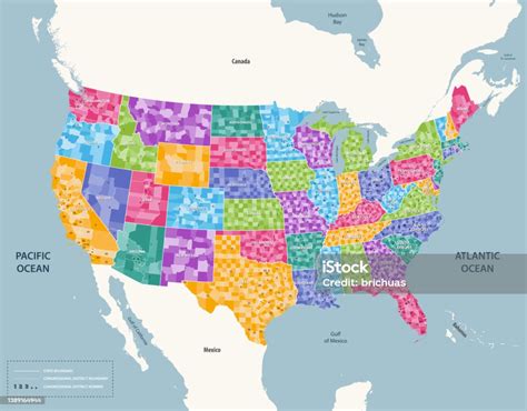 vetores de mapa dos distritos congressionais dos estados unidos ilustração de vetor detalhado