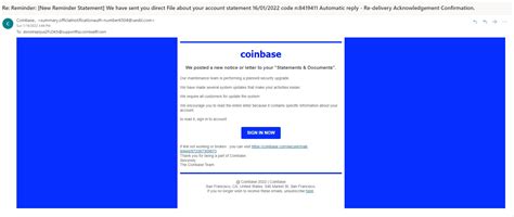 Coinbase Scam Emails We Have Sent You Direct File About Your Account Statement