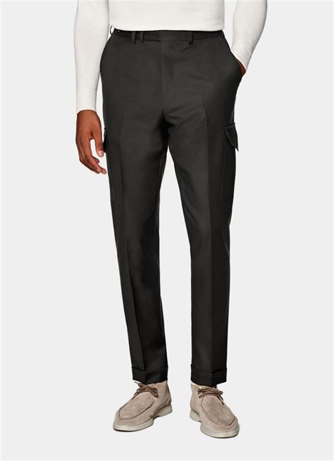 Dark Brown Blake Cargo Trousers Pure Wool S110s Suitsupply