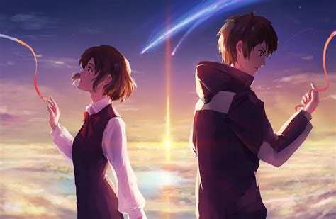 Do taki and mitsuha, the main characters from your name, appear in weathering with you? Download 1840x1200 Mitsuha Miyamizu, Taki Tachibana, Tears ...