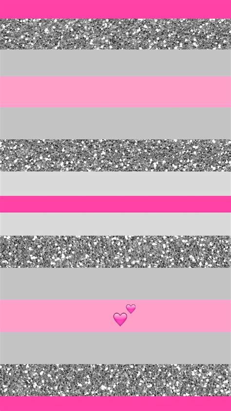 Pink And Silver Glitter Stripe Heart Iphone Wallpaper