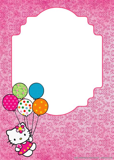 Free Printable Lovely Hello Kitty Birthday Invitation Templates