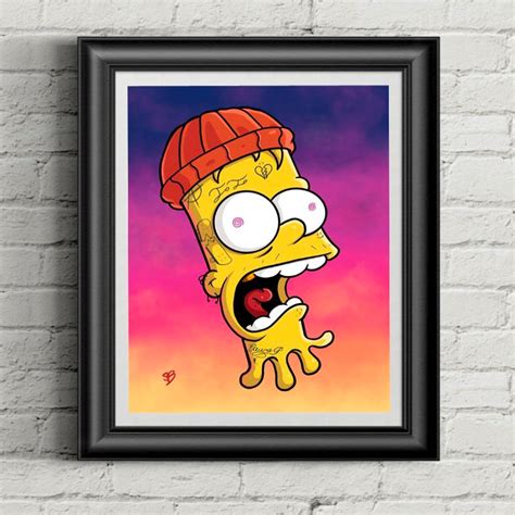Bart Simpson Print A4 A3 Trippy Art The Simpsons Print Etsy