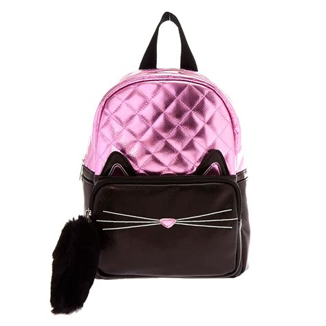 Black And Pink Metallic Cat Mini Backpack Claires