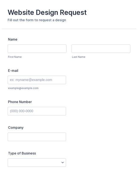 Kubumedia Graphic Web Design Project Request Form Template Jotform