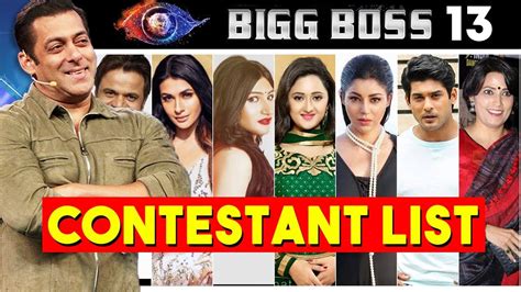 Bigg Boss 13 Contestants List Meghna Malik Debina Bonnerjee Sidharth Shukla Salman Khan S