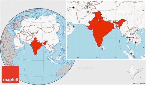 Gray Location Map Of India Highlighted Continent