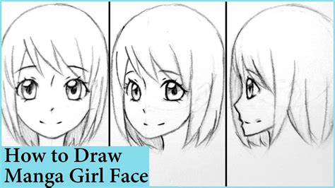 How To Draw Manga Girl Face In Front 34 And Side View