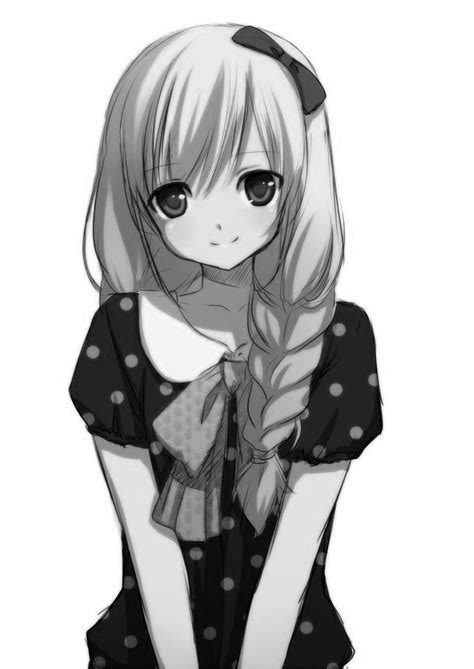 Manga Girl In Black And White Cute Manga Girl Anime