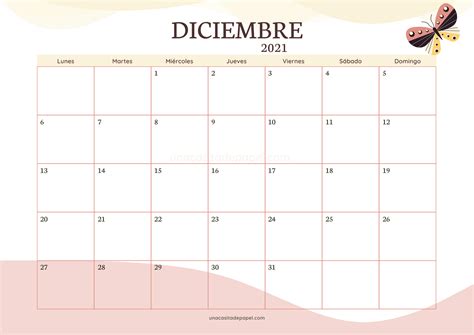 Calendarios Diciembre 2022 ️ Para Imprimir Gratis