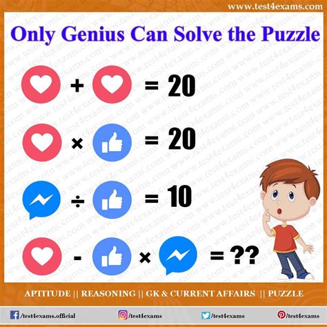 Genius Picture Math Equation Puzzle Test 4 Exams