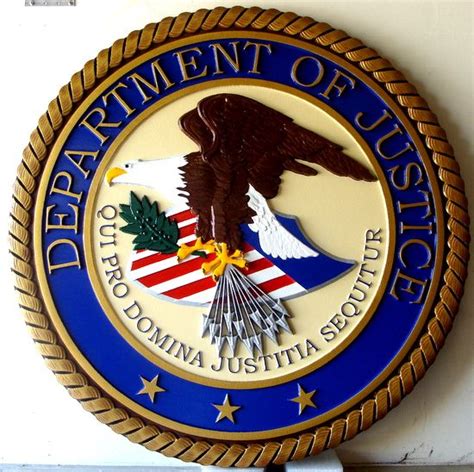 Home And Living Doj Department Of Justice Seal Handcrafted Wood Art