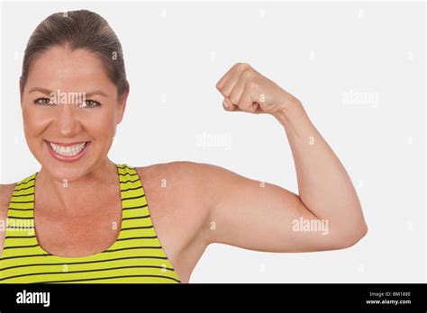 Mature Woman Flexing Biceps Hi Res Stock Photography And Images Alamy