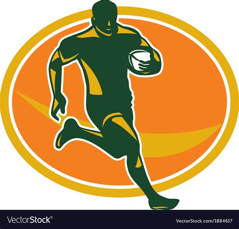 Rugby Player Running Ball Silhouette Royalty Free Vector