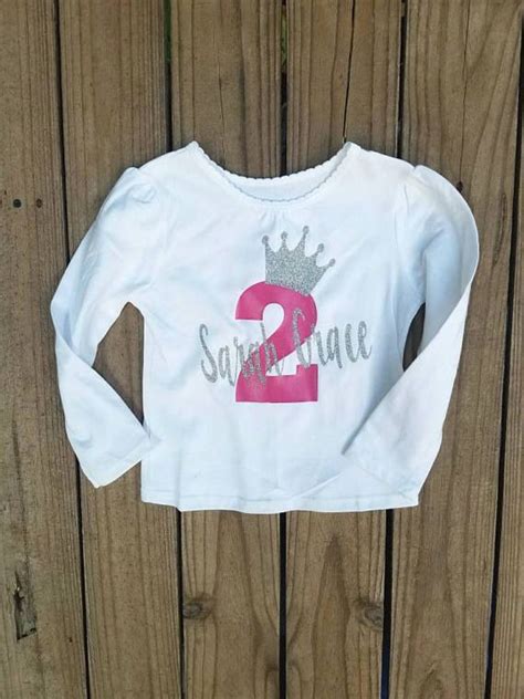 Two Year Old Birthday Girls Tee Personalized Name Etsy Birthday
