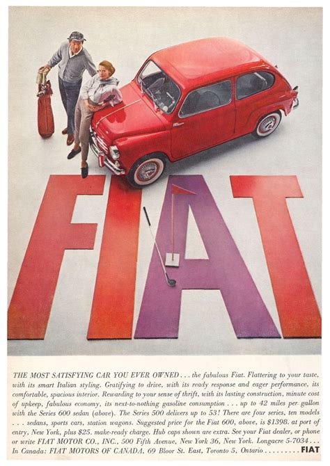 1959 Fiat Ad Car Posters Print Ads Red Car