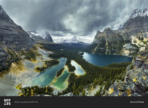 Beautiful Natural Scenery With View Of Lake O Hara And Mountains With