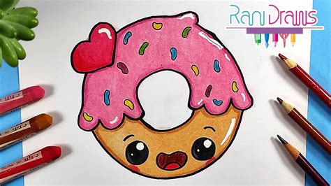 Cómo dibujar una DONA kawaii How to draw kawaii DONUT Easy Drawings