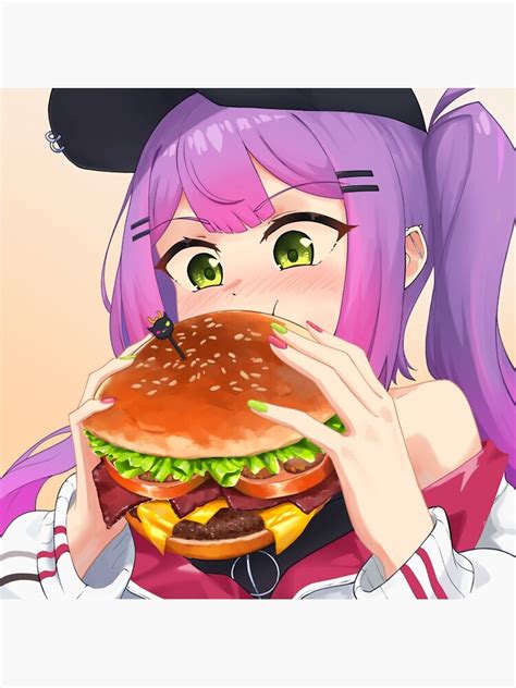 Anime Girl Eating A Burger Poster For Sale By Sgtawesomeness Redbubble