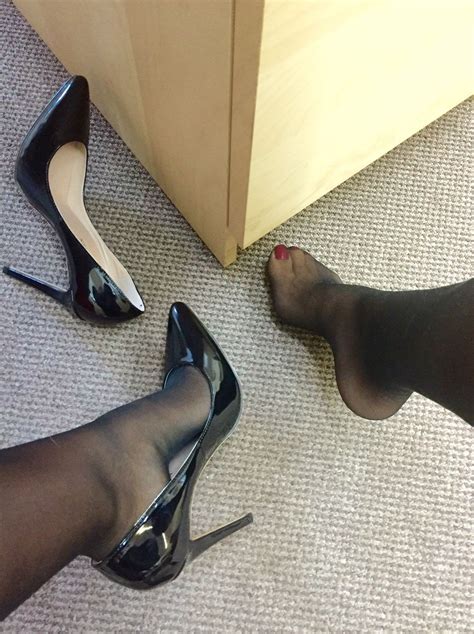 Theres Something About Red Toes In Black Hose Heels Nylons Heels