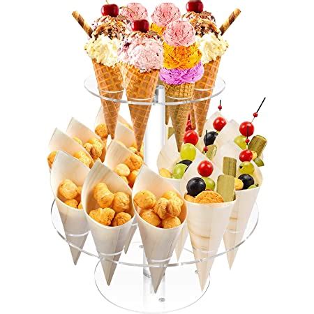 Amazon Com Jusalpha Clear Acrylic Ice Cream Cone Sushi Hand Roll Stand Holder Christmas