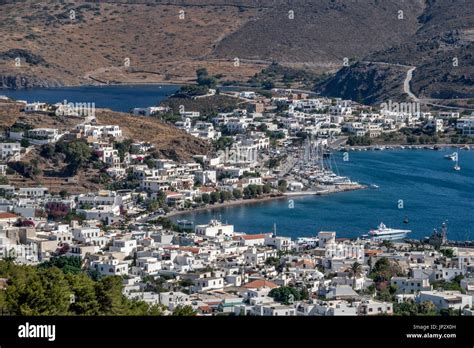 Aerial View Of Skala Patmos Island Dodecanesegreece Stock Photo