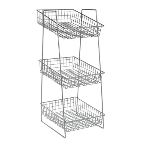 Expressly Hubert® Black Wire 3 Tier Basket Stand 10 14l X 13w X 27h